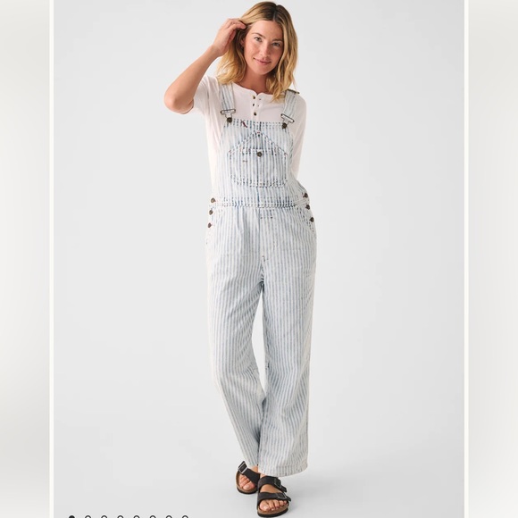 Faherty Denim - NWT Faherty Topsail Classic Indigo Wash Overall in Railroad stripeXXS